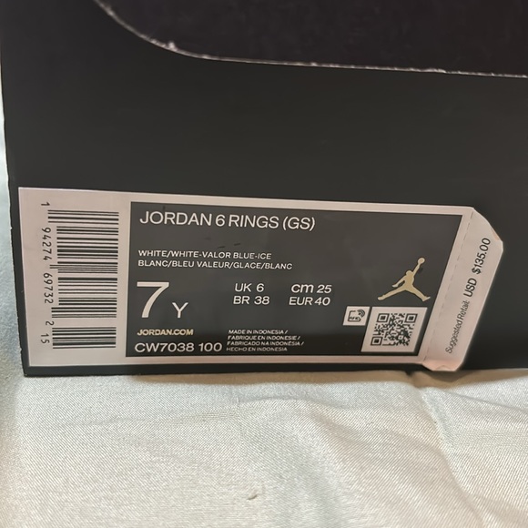 Jordan 6 Rings (GS)• size 7 Y - Picture 2 of 8